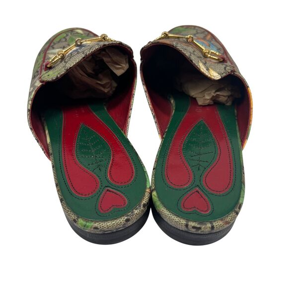 Gucci Princetown Tian GG Canvas Horsebit Mules Floral Bird Slip-On Designer 39.5 - Picture 9 of 12